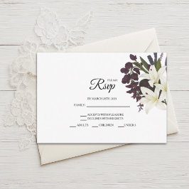 Placas RSVP de Casamento Floral de White Lily e Pl