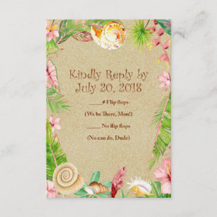 Placas RSVP de Casamento Floral do Beach Sea Shell