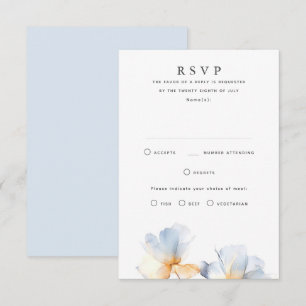 Placas RSVP de Casamento Floral Dusty Blue