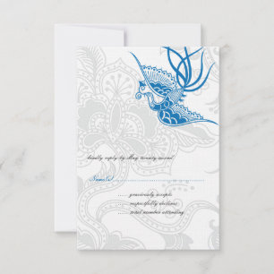 Placas RSVP de Casamento Floral e Pássaro Azul
