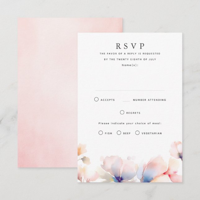 Placas RSVP de Casamento Floral Eetal (Frente/Verso)
