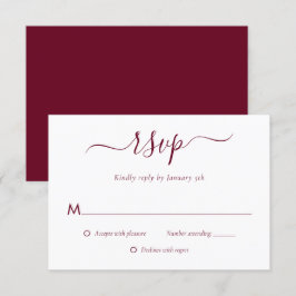 Placas RSVP de Casamento Moderno Burgundy