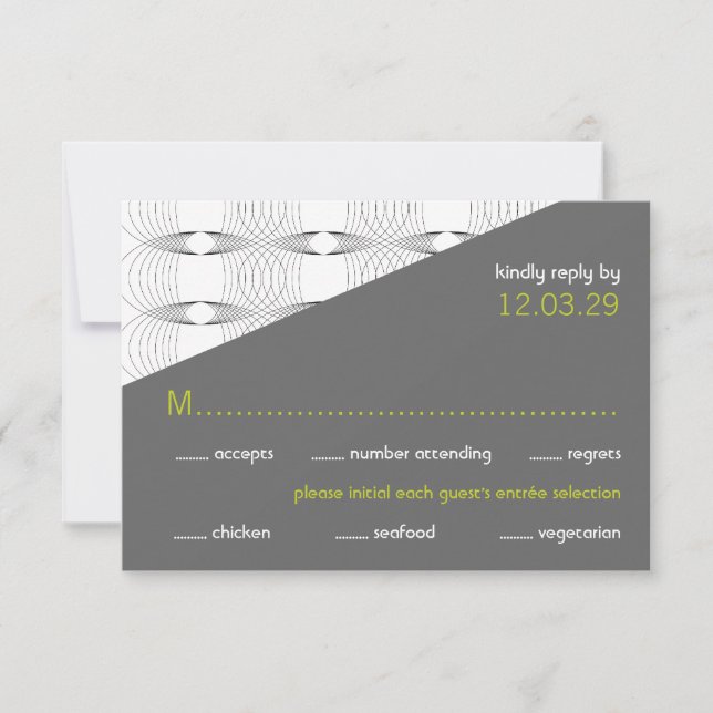 Placas RSVP de Casamento Moderno com Anéis de Mod  (Frente)