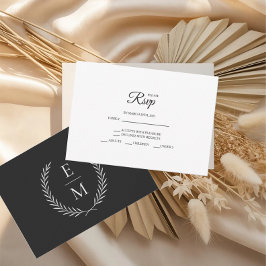 Placas RSVP de Casamento Negro Minimalista