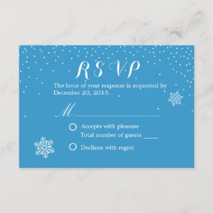 Placas RSVP de Casamento no inverno Azul com Floco