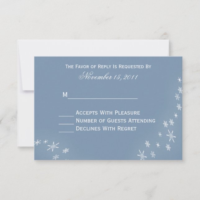 Placas RSVP de Casamento no inverno Snowflakes (Frente)