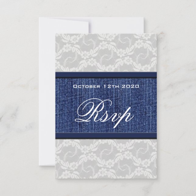 Placas RSVP de Casamento Ocidental do Lace & Denim (Frente)