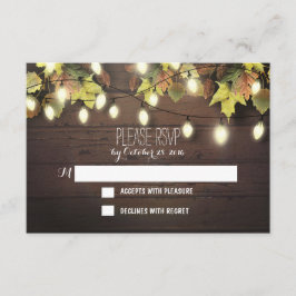 Placas RSVP de casamento outono com luzes de brilh