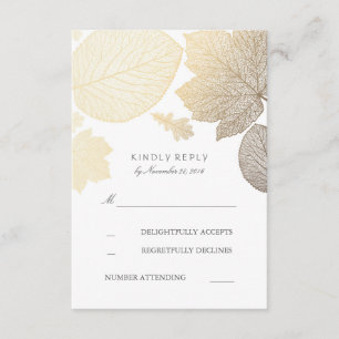 Placas RSVP de Casamento outono de Folhas Douradas