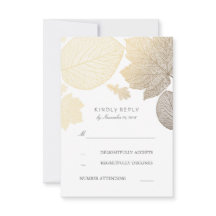 Placas RSVP de Casamento outono de Folhas Douradas