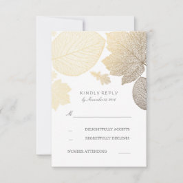Placas RSVP de Casamento outono de Folhas Douradas