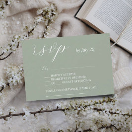 Placas rsvp de casamento para caligrafia verde