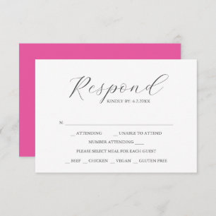Placas RSVP de Casamento Personalizadas Rosa Vibra