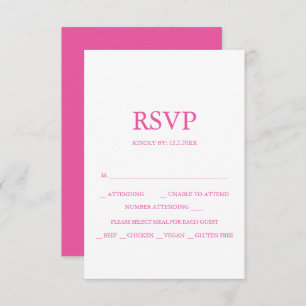 Placas RSVP de Casamento Personalizadas Rosa Vibra