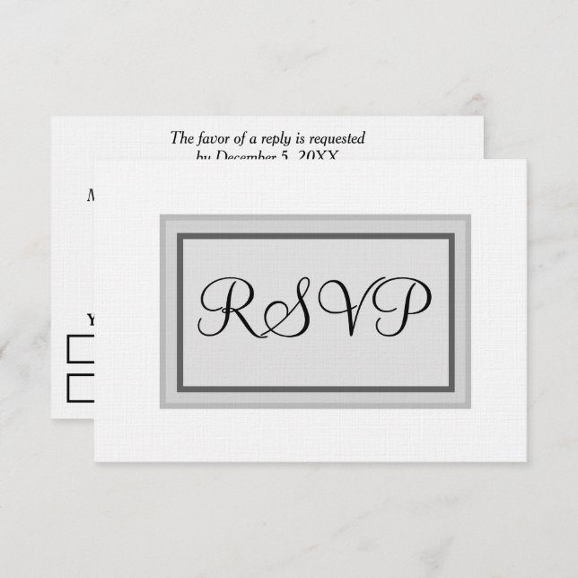 Placas RSVP de Casamento Preto Branco (Frente/Verso)