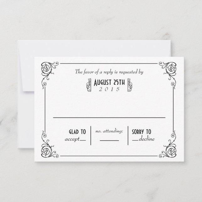 Placas RSVP de Casamento Preto e Branco da Arte ri (Frente)