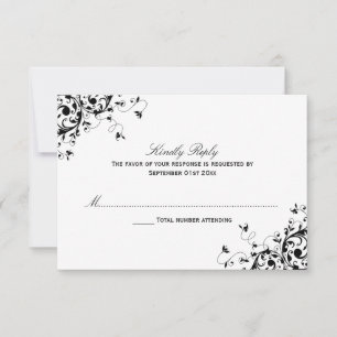Placas RSVP de Casamento Preto e Branco Elegantes