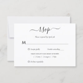 Placas RSVP de Casamento Preto e Branco Elegantes