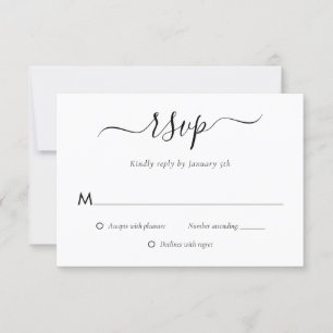 Placas RSVP de Casamento Preto e Branco Moderno