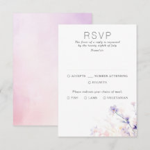 Placas RSVP de Casamento Púrpura Floral Claro