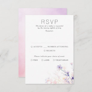 Placas RSVP de Casamento Púrpura Floral Claro