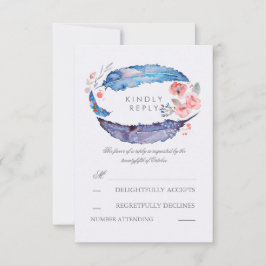 Placas RSVP de Casamento Romântico de Penas Boêmic