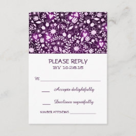 Placas RSVP de casamento roxas