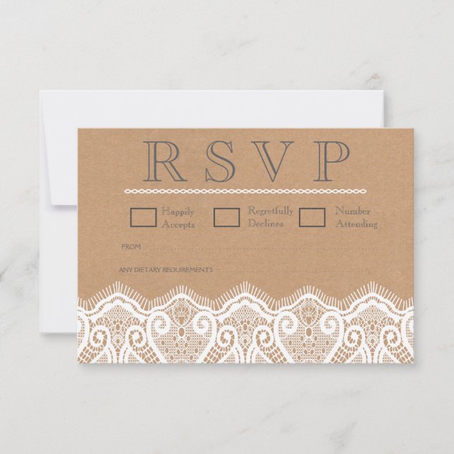 Placas RSVP de Casamento Russo e Kraft Brancos (Frente)