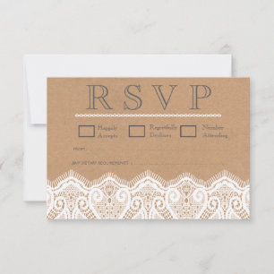 Placas RSVP de Casamento Russo e Kraft Brancos