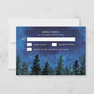 Placas RSVP de Casamento Russo Pine Trees Watercol