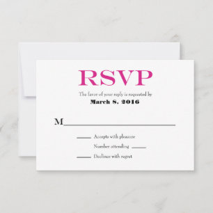 Placas RSVP de Casamento Simples Branco Rosa Quent