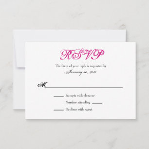 Placas RSVP de Casamento Simples Branco Rosa Quent