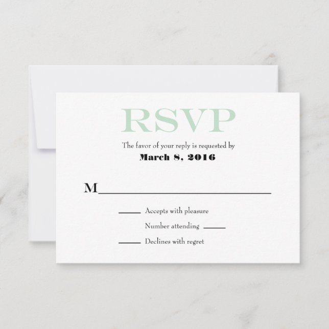 Placas RSVP de Casamento Simples de Placa Branca d (Frente)