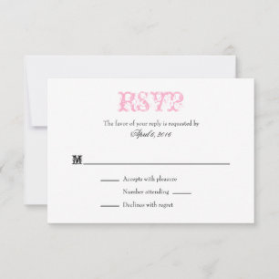 Placas RSVP de Casamento Simples e Branco Rosa