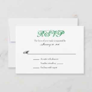 Placas RSVP de Casamento Simples e Branco Verde