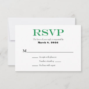 Placas RSVP de Casamento Simples e Branco Verde
