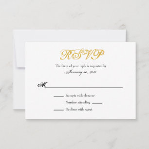 Placas RSVP de Casamento Simples e Dourado Branco