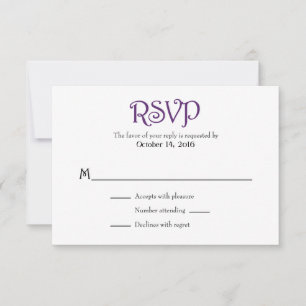 Placas RSVP de Casamento Simples em Branco Púrpura