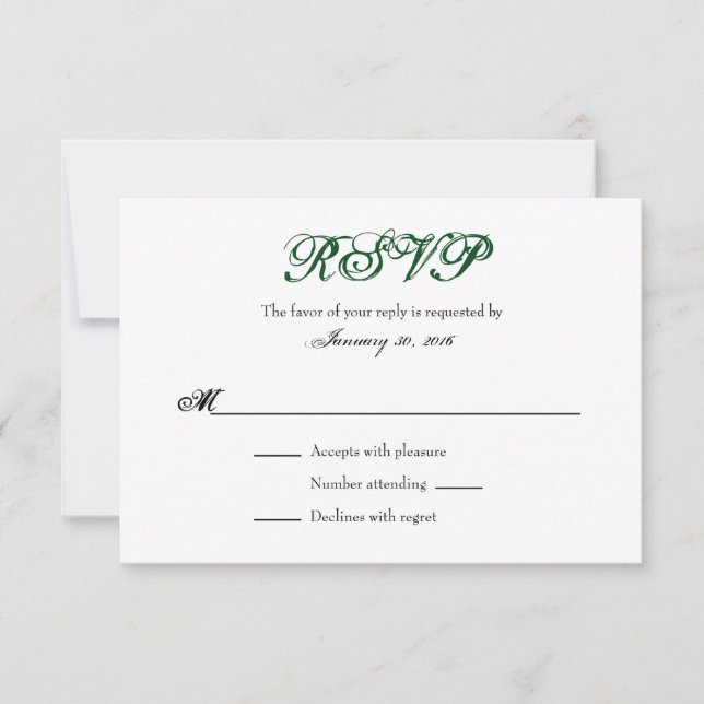 Placas RSVP de Casamento Simples - Plana Branco Ve (Frente)