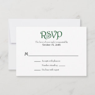 Placas RSVP de Casamento Simples - Plana Branco Ve