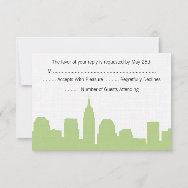 Placas RSVP de Casamento Skyline NYC (Frente)