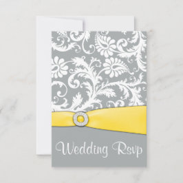 Placas RSVP de Casamento tema damasco Amarelo Bran