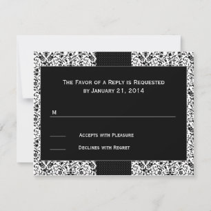Placas RSVP de Casamento tema damasco Preto