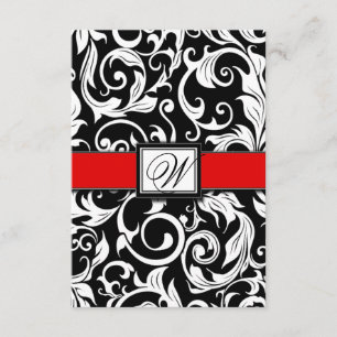 Placas RSVP de Casamento tema damasco preto e verm