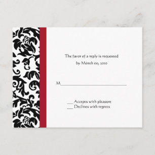 Placas RSVP de Casamento tema damasco vermelho e p