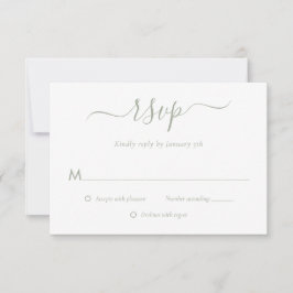 Placas RSVP de Casamento Verde Sage do Script Mode