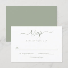 Placas RSVP de Casamento Verde Sage do Script Mode
