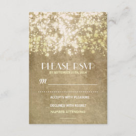 Placas RSVP de casamento vintage com luzes de stri