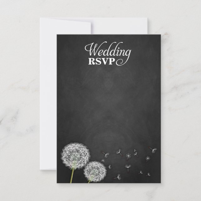 Placas RSVP de Casamento vintage Dandelion de quad (Frente)