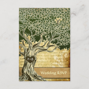 Placas RSVP de Casamento vintage de Árvore de Carv
